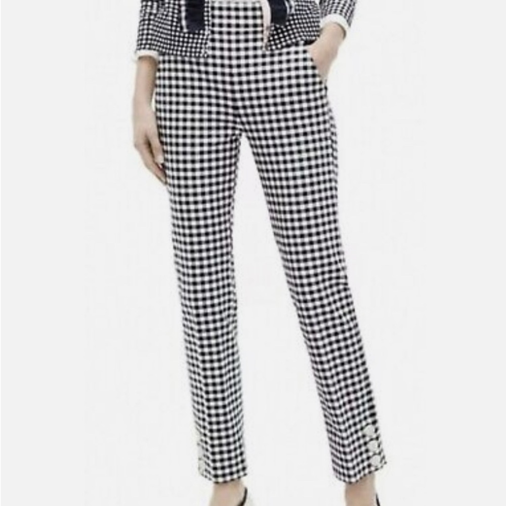 J. Crew SPRING PANTS - Navy and White Checkered Straight Leg Pants